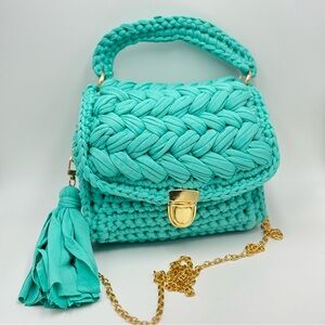 Handmade Crochet Marshmallow Purse - Pastel Mint Green